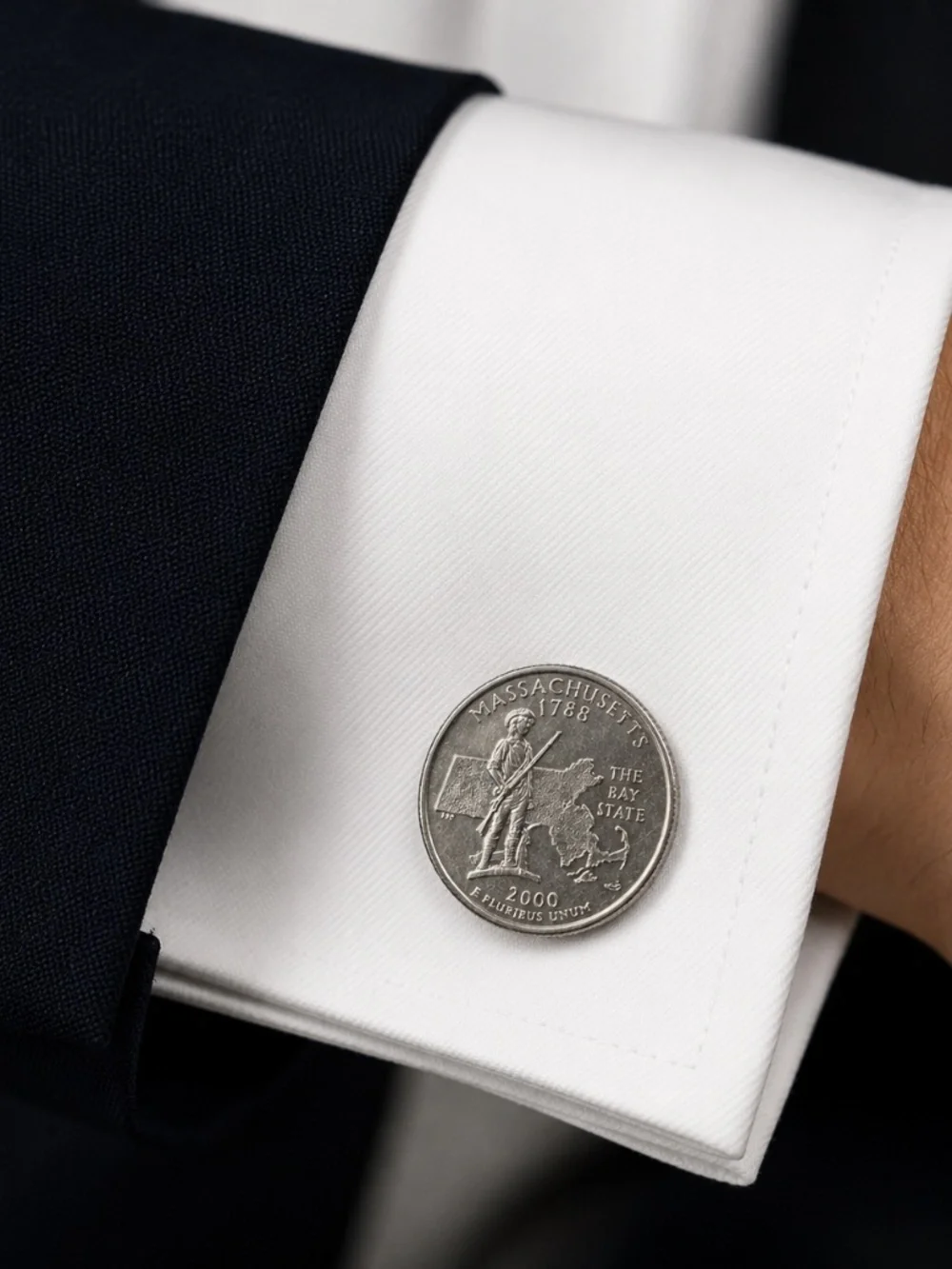 US Reveloutinary War 2000 Minuteman Mass. State Quarter Cufflinks